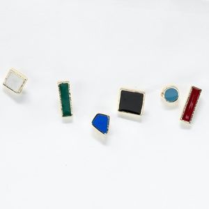 multi colored stud jewel modern earring - set of 6